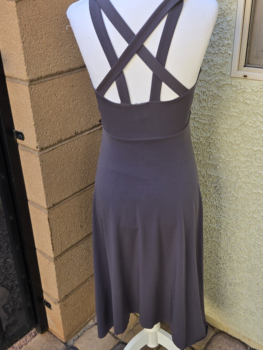 Sleeveless V-Neck Midi Dress in Charcoal Gray - Picture 5 of 7